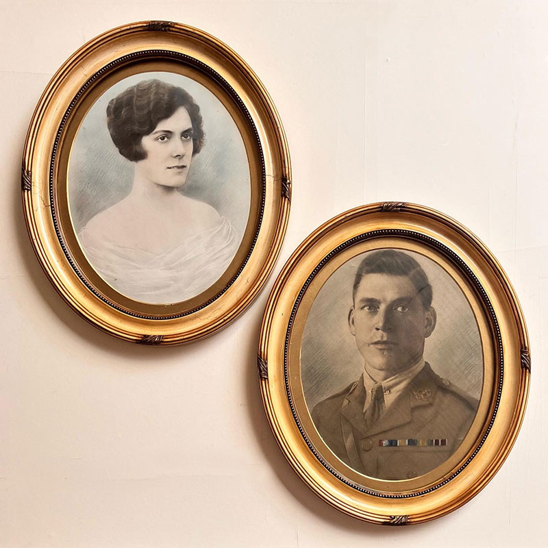 Handmade miniature frames for six exquisite prints requiring an oval aperture.  